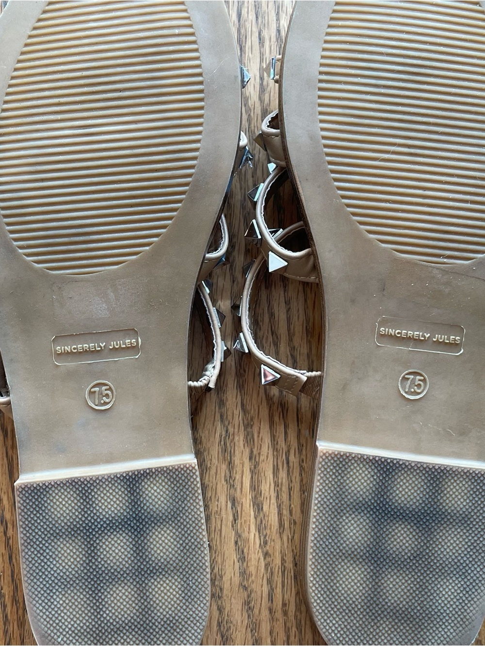 Sincerly Jules Studded Nude Multi-strap Slide Sandals SZ 7.5 - Picture 6 of 6
